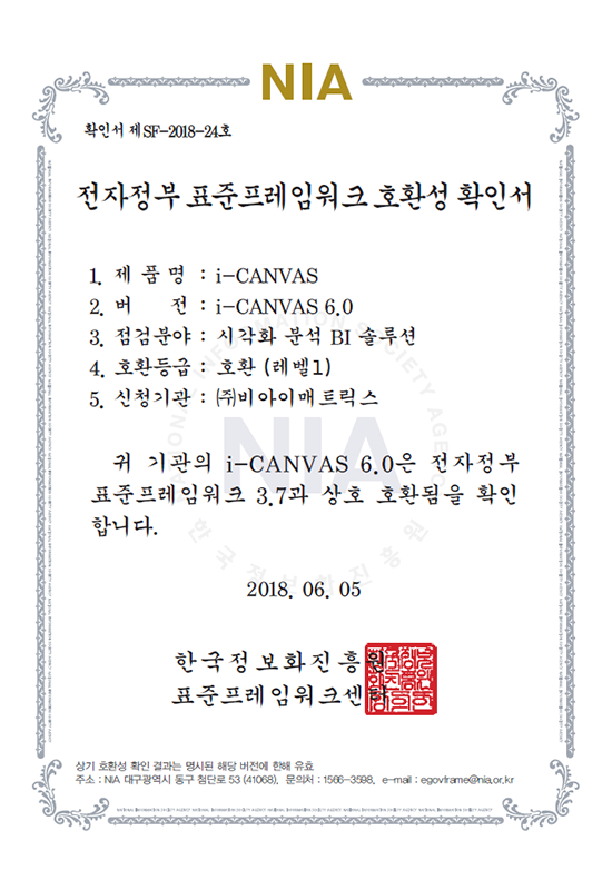 전자정부표준프레임워크호환성확인서_i-CANVAS